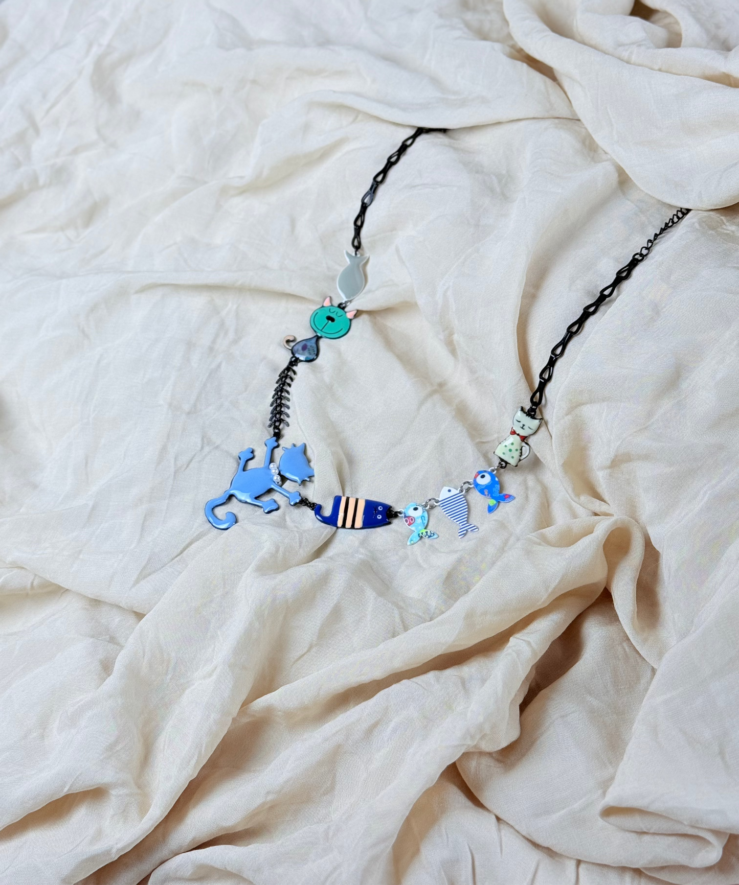 Collar Gato Azul Estrellado