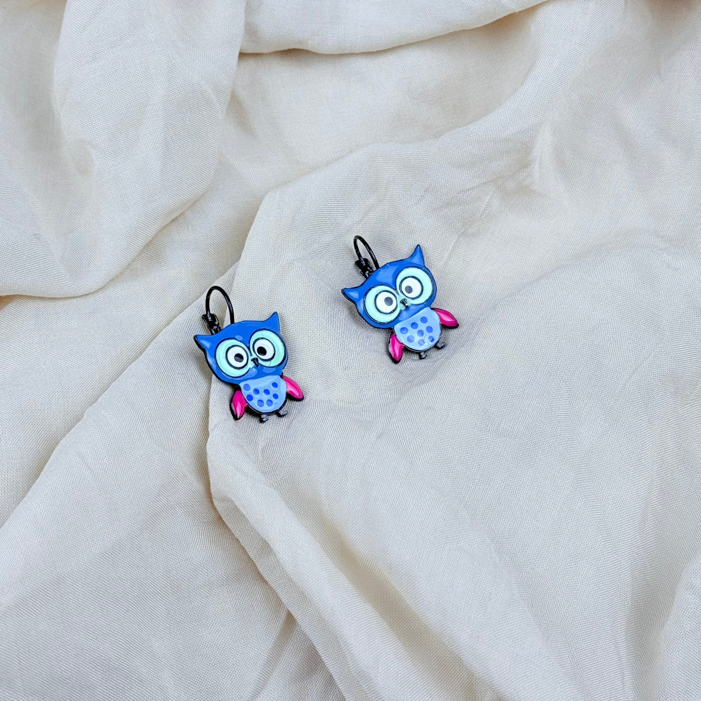 Pendientes Búhos Cabezones Azules
