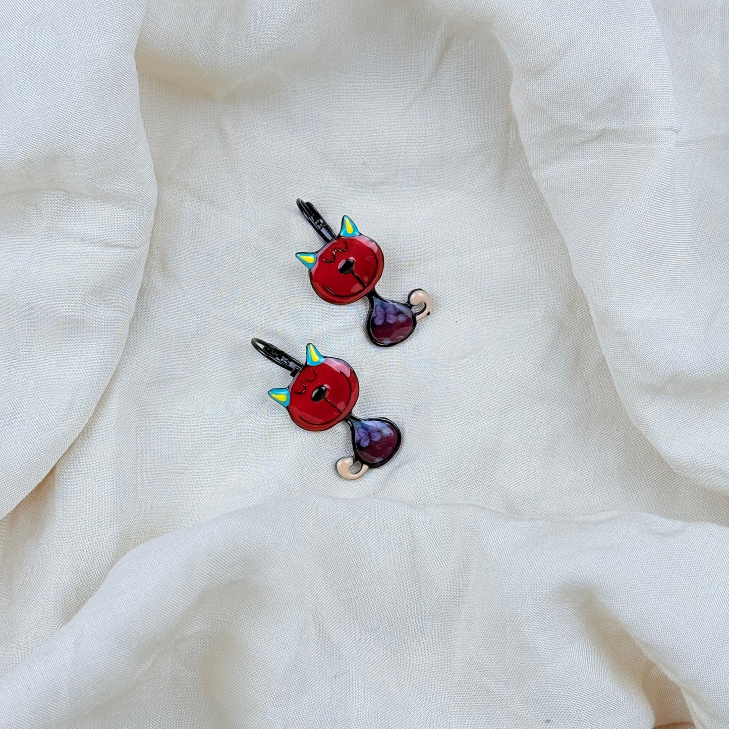Pendientes Happy Cat Red