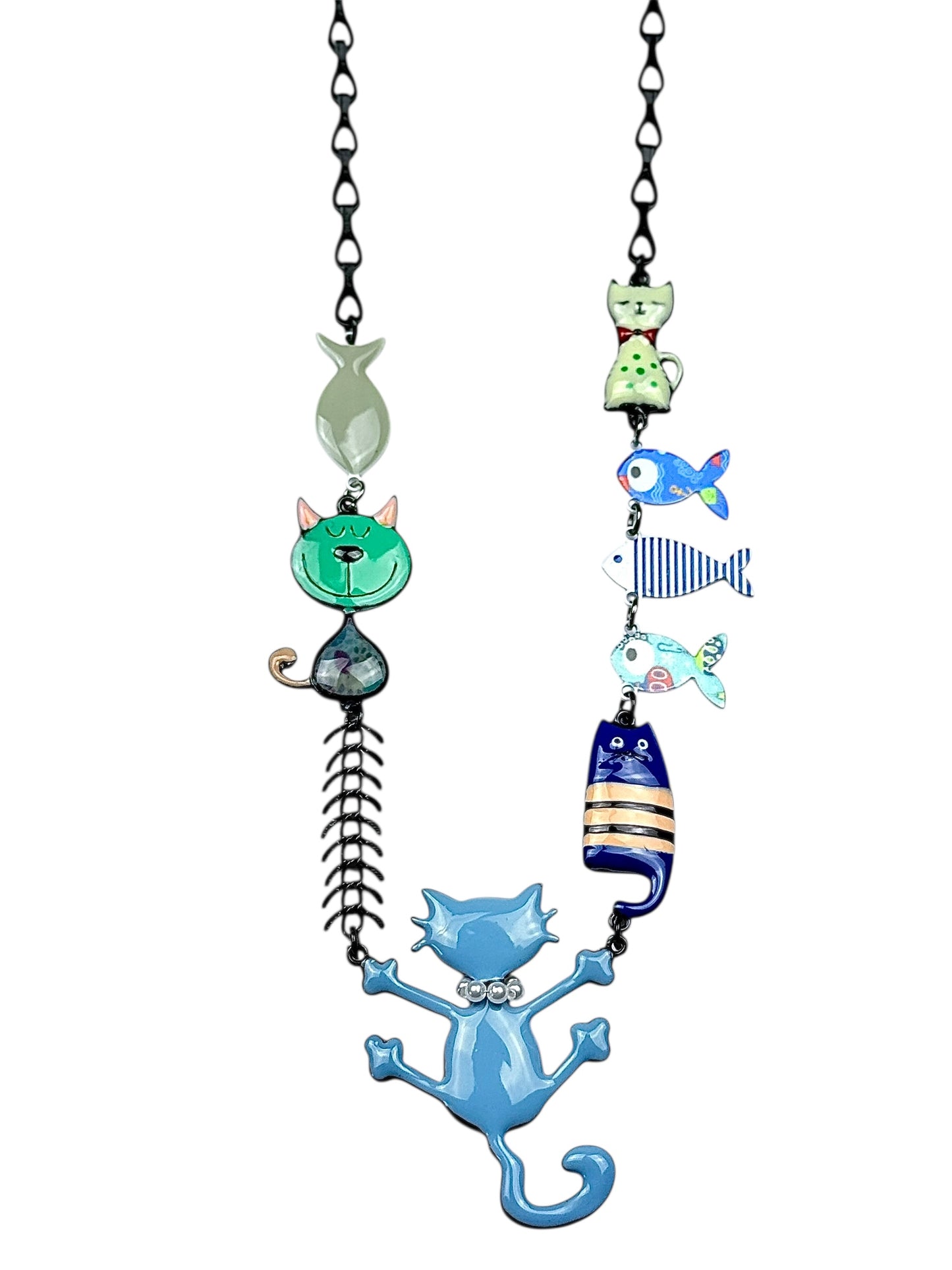 Collar Gato Azul Estrellado