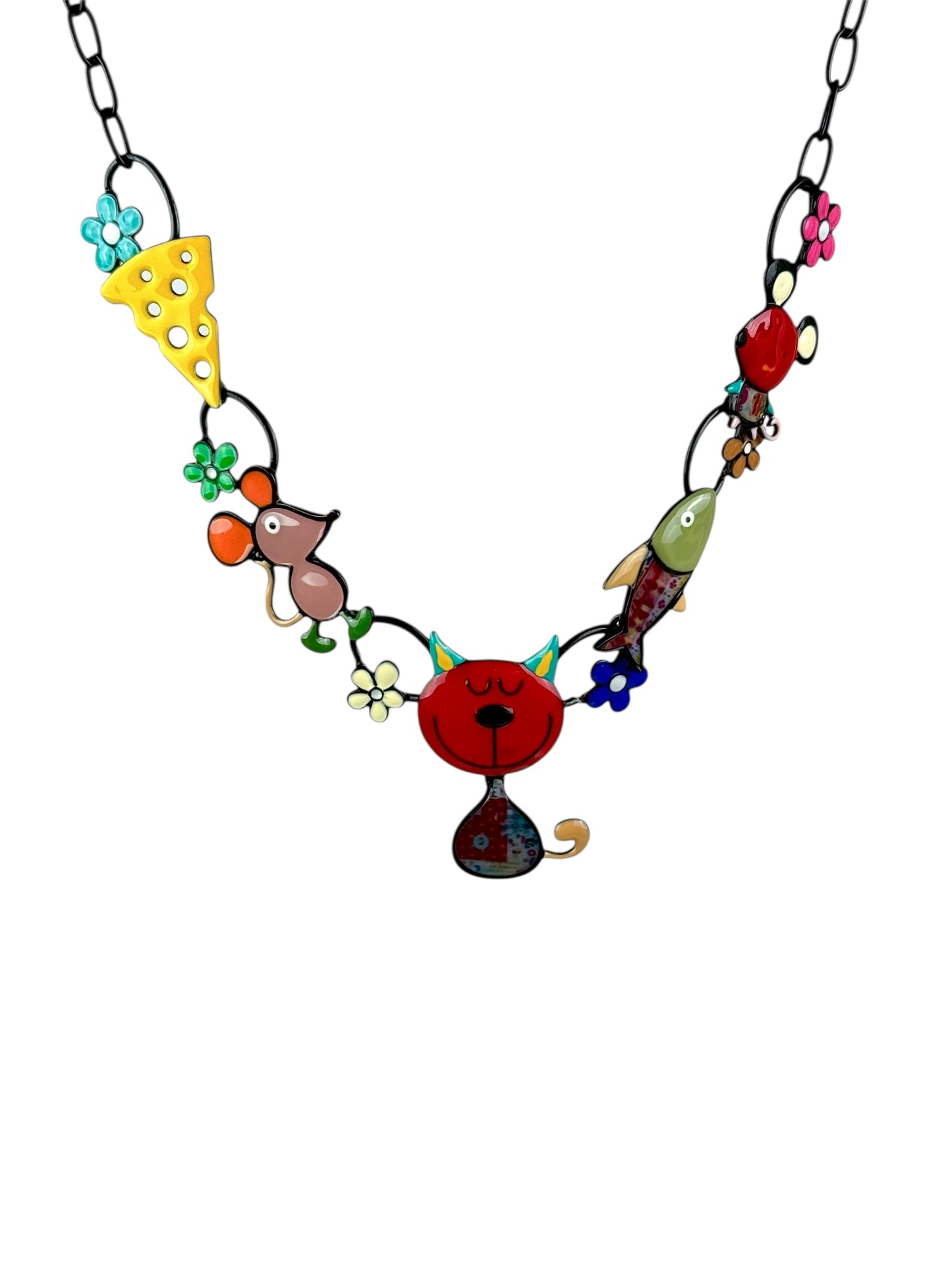 Collar Gato Y Ratón rojo