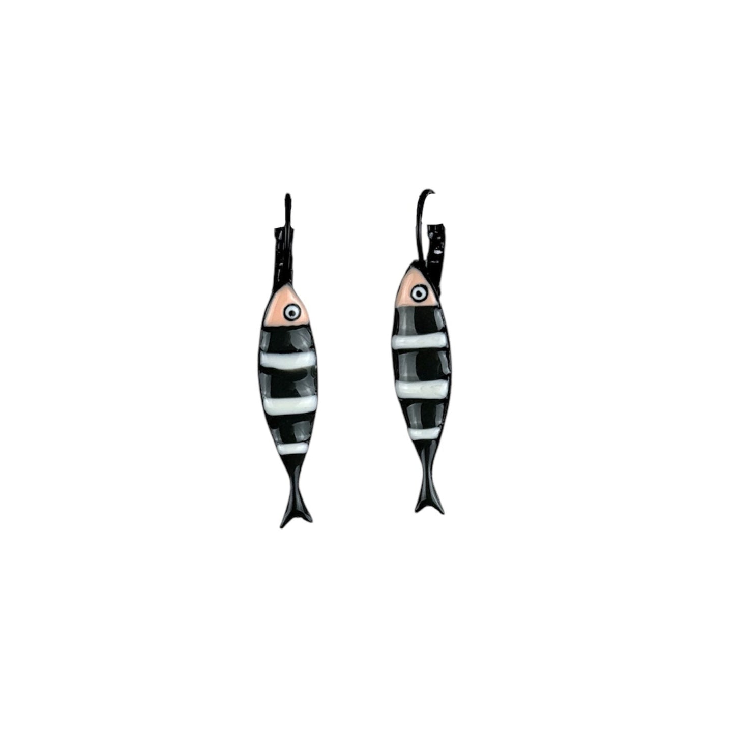 Pendientes Peces Rayados Negros