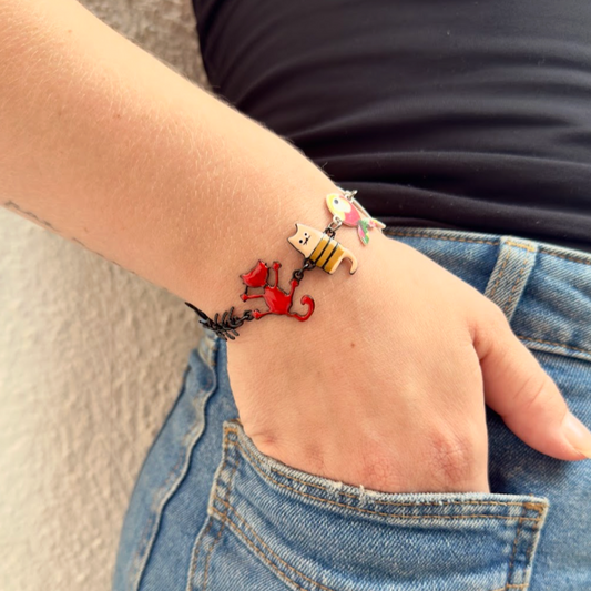 Pulsera Gato Estrellado Rojo