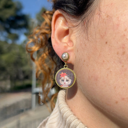 Pendientes Gato Flor