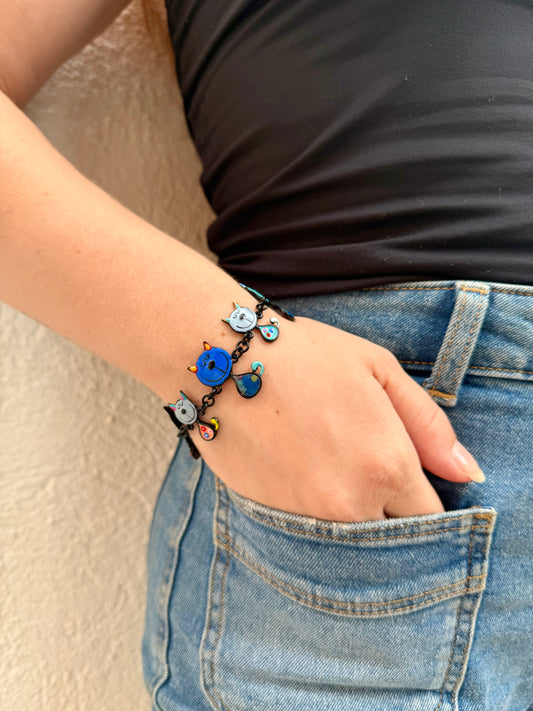 Pulsera Familia Gatuna Azul