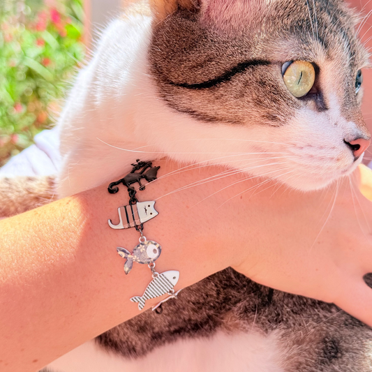 Schwarzes Sternenkatzen-Armband