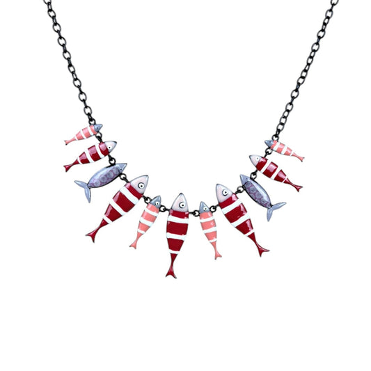 Collana con pesce a strisce rosse