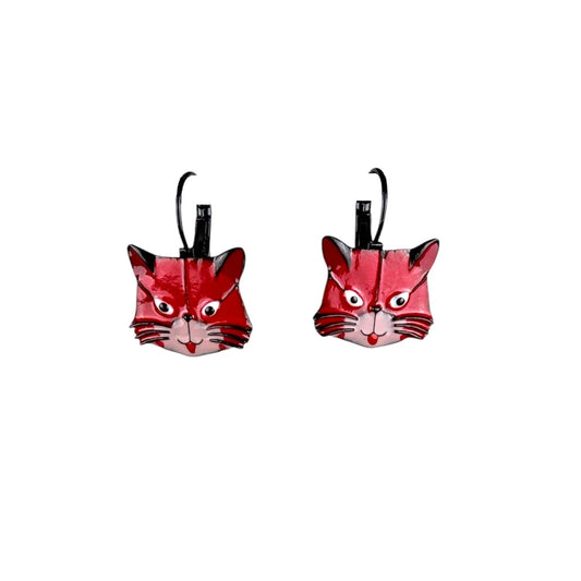 Wütende rote Katzenohrringe