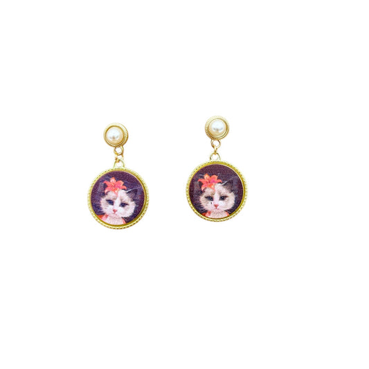 Pendientes Gato Flor
