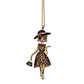 Collar "Sofía" - Collar largo con diseño de elegante gatita con vestido de leopardo marrón oscuro y sombrero