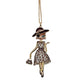 Collar "Gala" - Collar largo con diseño de gatita elegante con vestido de leopardo marrón claro y sombrero