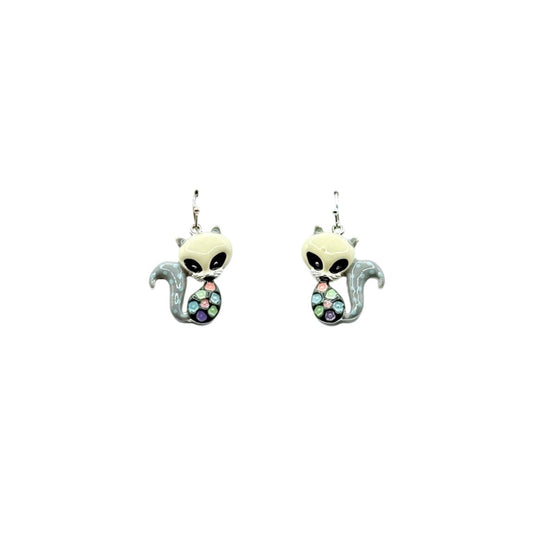 Pendientes "Alien Cat" - Pendientes de acero esmaltado con diseño de gato extraterrestre.